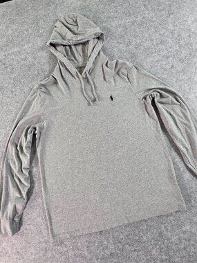 Polo Ralph Lauren Men's Gray Cotton Jersey Hooded T-Shirt Hoodie Large